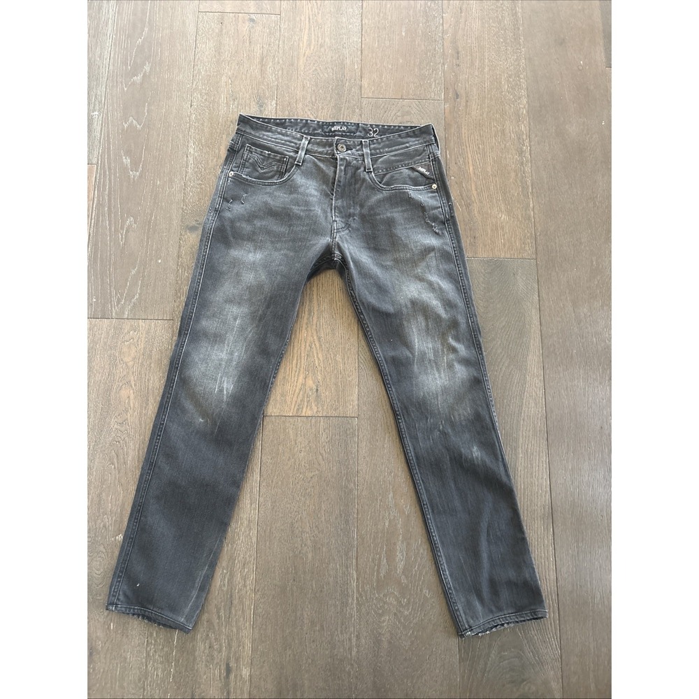 Reply Black Washed Jeans Size 32 Slim Fit